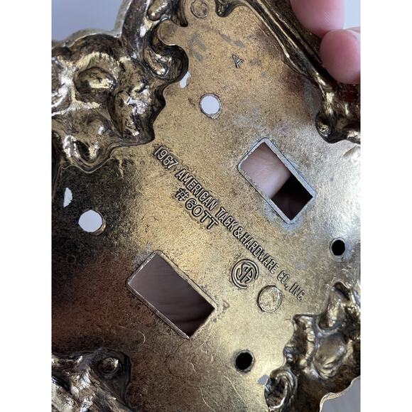 Vintage Brass Double Light Switch Cover Ornate 1967 American Tack Hardware 60TT - Picture 4 of 8